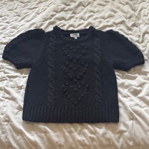 & other stories Cropped Black Puff Sleeve Knit Sweater SZ S
